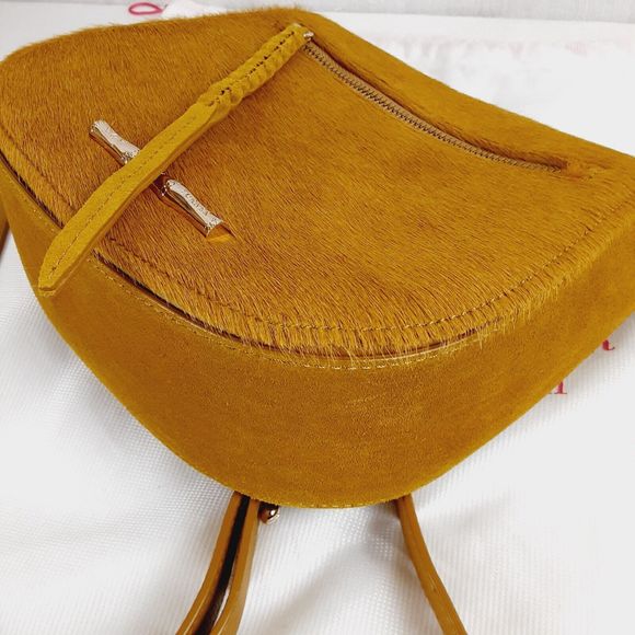 Elaine Turner Cam Crosssbody Bag Calf Hair Golden Flag Handbag with Dust Bag - Picture 5 of 16